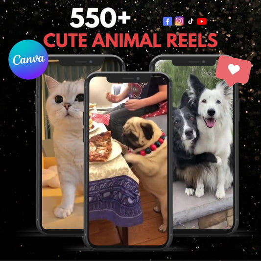 500+ Cute Animal Reels Editable Canva Templates